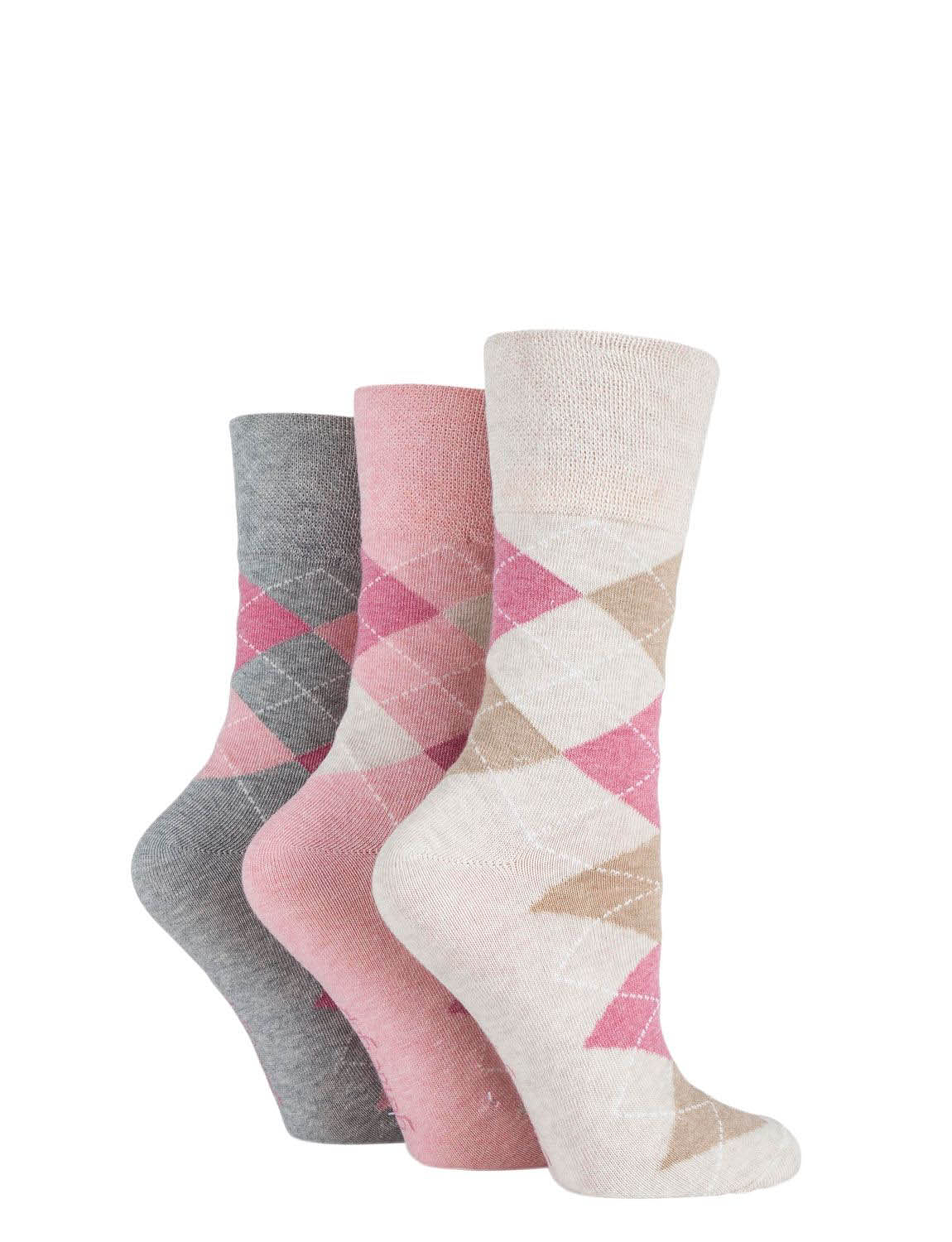 Pack Of 3 Ladies Gentle Grip Socks Chums