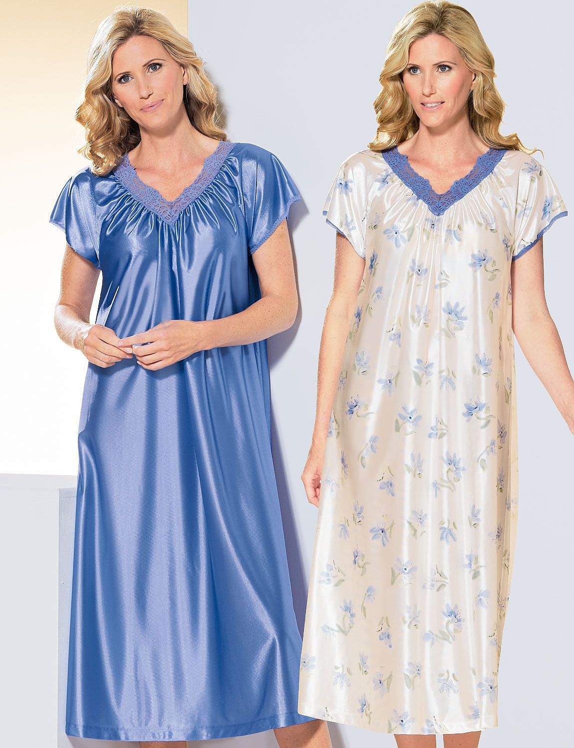 Pack Of 2 Short Sleeve Nightdresses - Ladieswear Nightwear