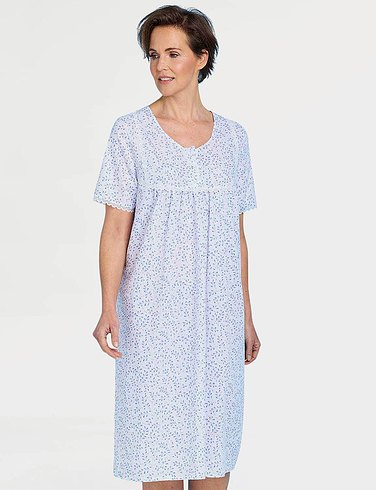 Swirl Leaf Print Short Sleeve Nightdress