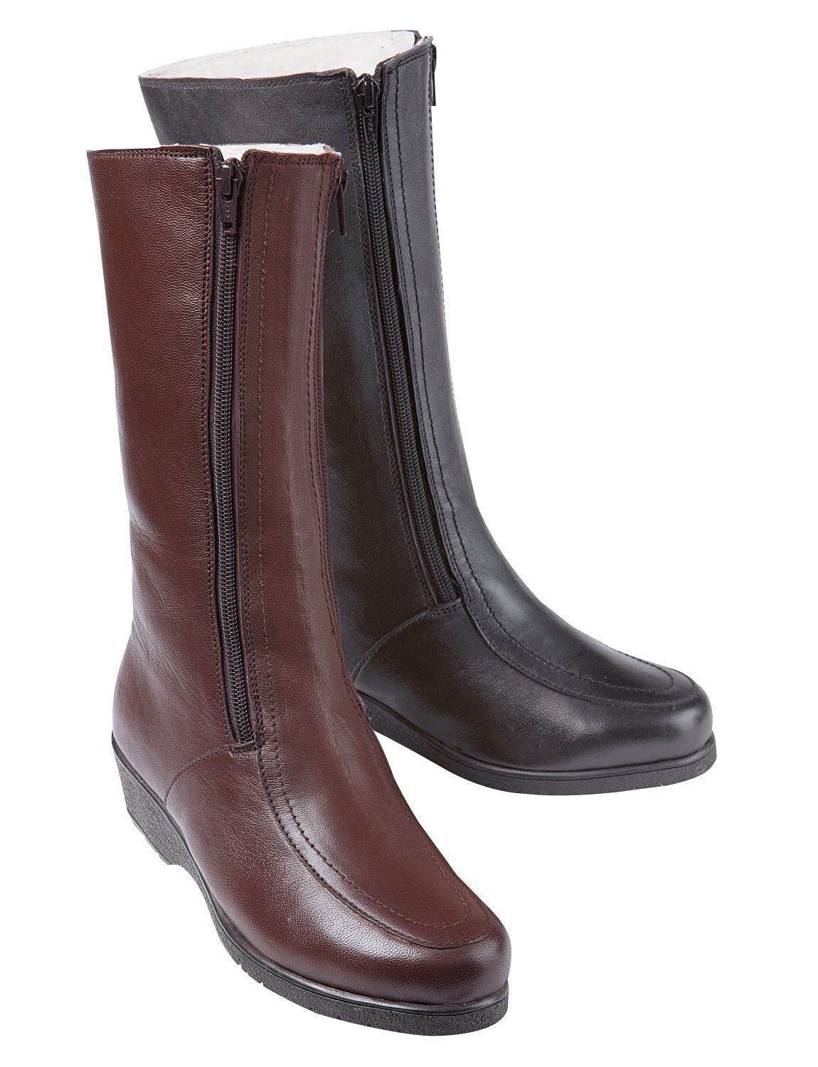 classic short wool lined leather boot