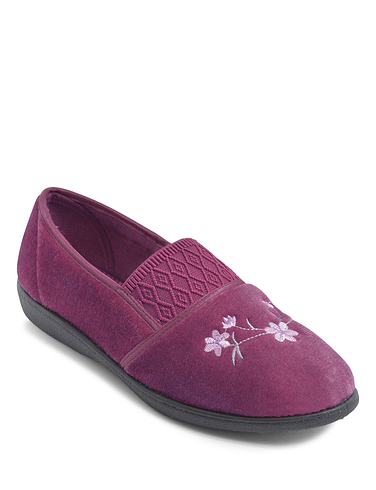 Chums Ladies Womens Velour Slipper with Elastic Gusset