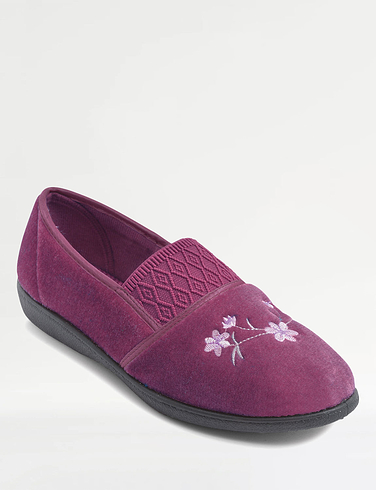 Chums Ladies Womens Velour Slipper with Elastic Gusset