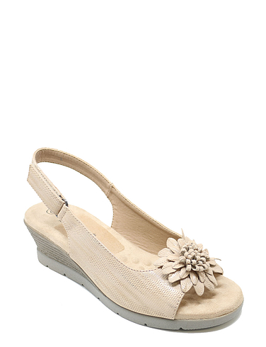 Ladies Cushion-Walk Wedge Flower Sandal