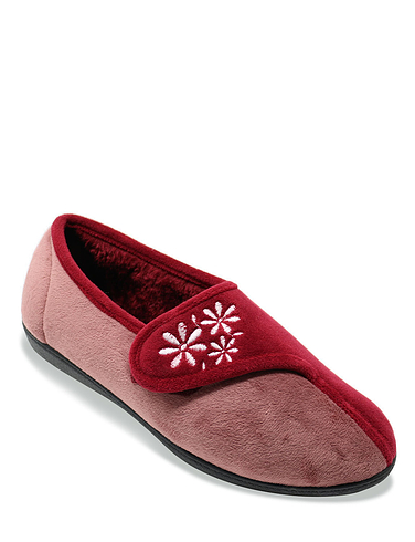 Touch and Close Embroidered Slipper Dahlia
