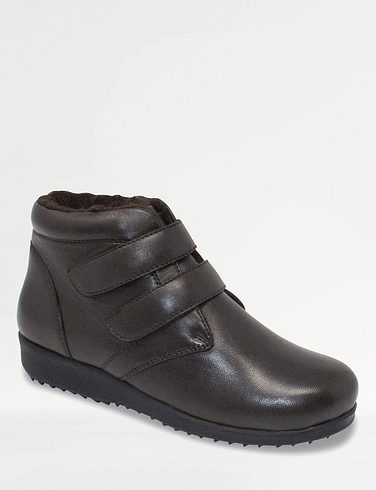 Leather Thermal Lined Touch Fasten Boot Wide Fit
