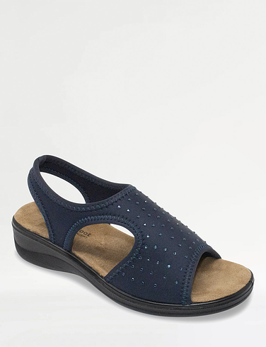 Stretch Fabric Diamante Trim Sandals