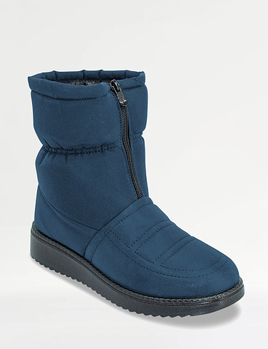 Ladies Wide Fit Water Resistant Fabric Front Zip Boot