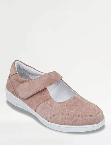 Leather Wide Fit Touch Fasten Shoe