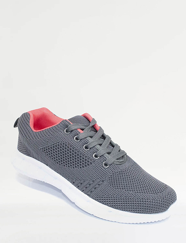 Wide Fit Lace Up Mesh Knit Fabric Shoe