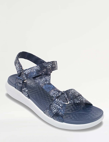 Touch Fasten Strap Metallic Fabric Sandal