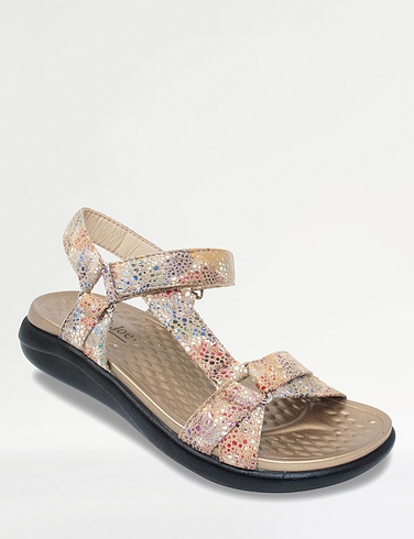 Touch Fasten Strap Metallic Fabric Sandal