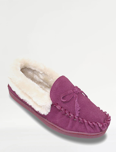 Ladies Suede Moccasin Slipper