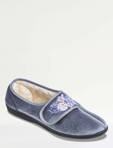 Dr Keller Wide E Fit Embroidered Slipper