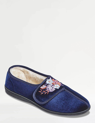 Dr Keller Wide E Fit Embroidered Slipper