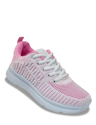 Wide EE Fit Lace Up Knit Fabric Leisure Shoe