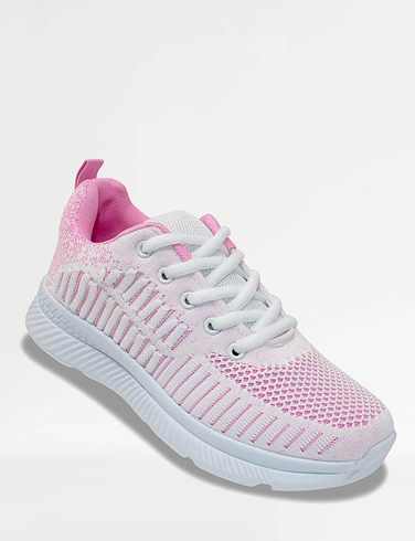 Wide EE Fit Lace Up Knit Fabric Leisure Shoe