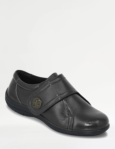 Extra Wide EEE Fit Touch Fasten Leather Shoe