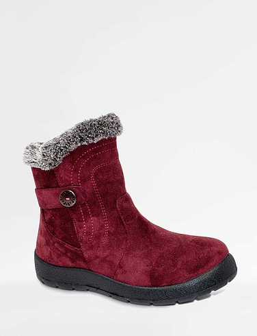 Wide Fit Thermal Lined Mock Suede Boots