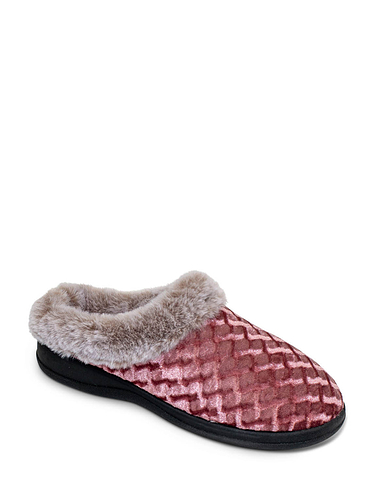 Wide Fit Mule Slippers - Dusky Pink