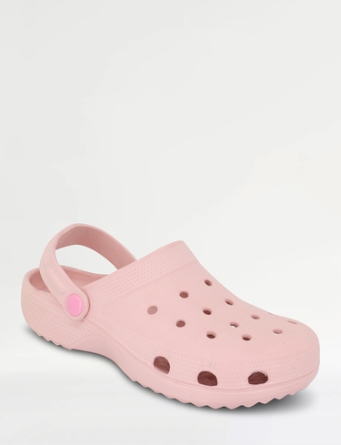 Amber Women's Wide Fit Eva Lightweight Clog Shoe with Secure Heel Strap for in Pink | Size: 5