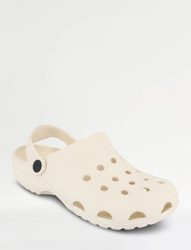 Amber Women's Wide Fit Eva Lightweight Clog Shoe with Secure Heel Strap for in Off-White | Size: 5