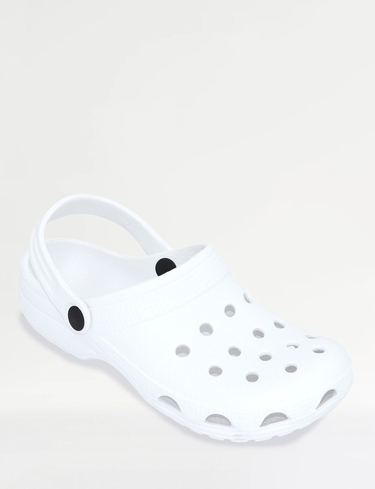 Amber Women's Wide Fit Eva Lightweight Clog Shoe with Secure Heel Strap for in White | Size: 5