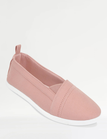 Chums Women's Dr Keller Wide E Fit Canvas Shoes Slip On with Elasticated Side in Pink | Size: 4