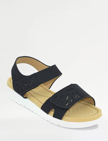 Touch Fasten Cutwork Nubuck Look Sandal