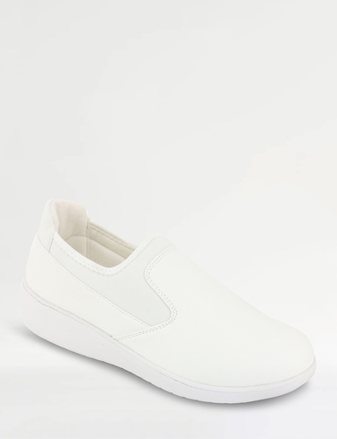 Truflex Women's Wide EE Fit Slip On Memory Foam Leisure Shoe - Lightweight & Elastic in White | Size: 6