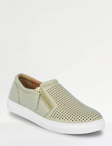 Leather Wide EE Fit Side Zip Punchwork Shoe