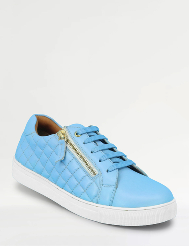 Quilted Side Zip Wide EE Fit Leather Trainer