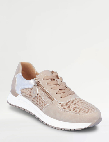 Dr Keller Nubuck Look Trainer With Side Zip And Lace Up