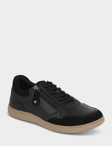 Leather EE Fit Side Zip and Lace Up Trainer