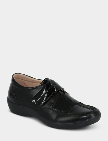Touch Fasten EE Fit Patchwork Effect Shoe