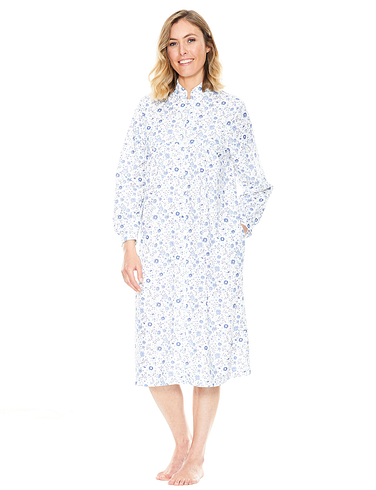 button through cotton dressing gown