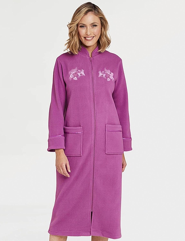 Dunnes Stores | Pink Fleece Zip Thru Dressing Gown