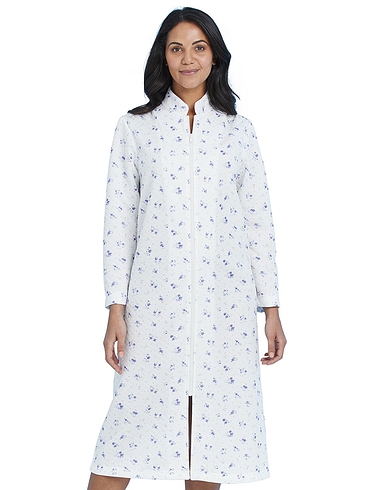 Zip Through Mock Quilt Dressing Gown