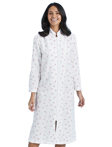Zip Through Mock Quilt Dressing Gown