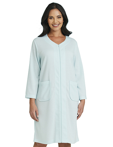 Three Quarter Sleeve Waffle Zip Robe