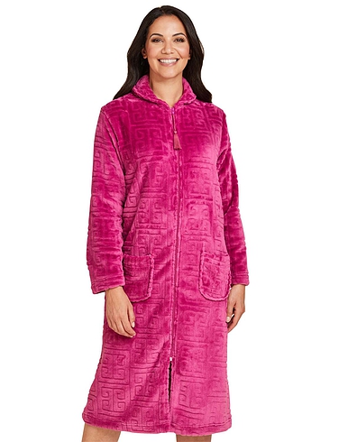 Supersoft Embossed Zip Dressing Gown