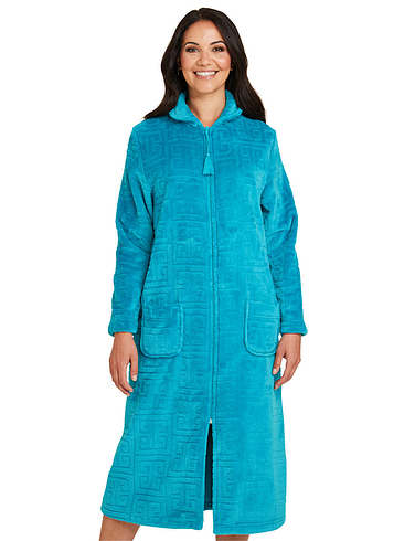 Supersoft Embossed Zip Dressing Gown