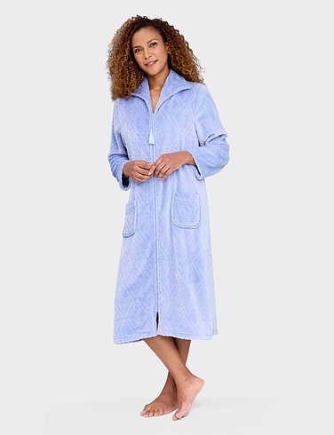 Supersoft Embossed Zip Dressing Gown
