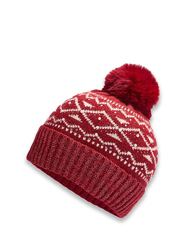 Bobble Hat With Pearl Detail
