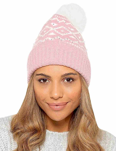 Bobble Hat With Pearl Detail