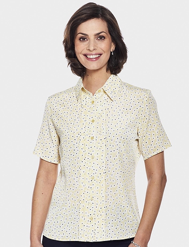 Pintuck Printed Blouse