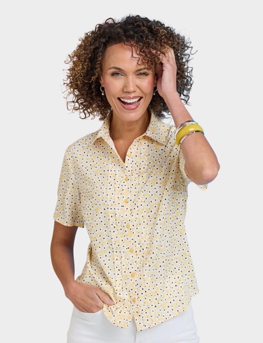 Pintuck Printed Blouse