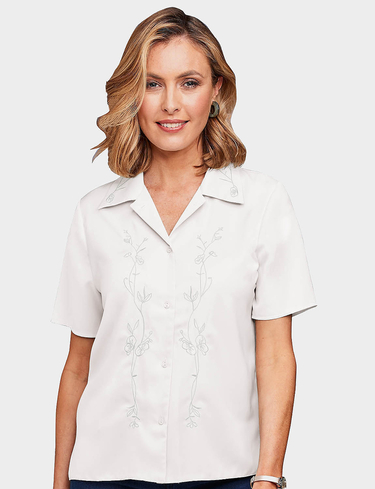 Short Sleeve Embroidered Blouse at Chums