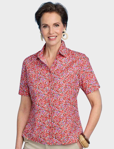 Short Sleeved Cotton Print Blouse