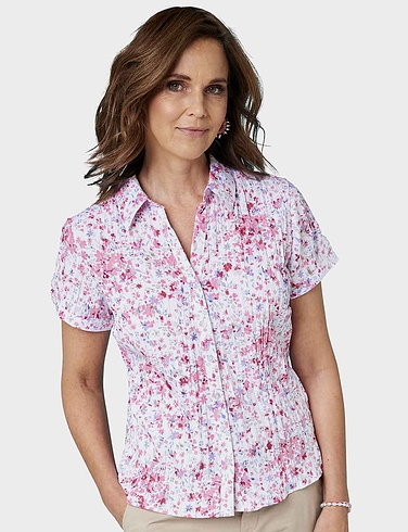 Crinkle Burnout Print Blouse