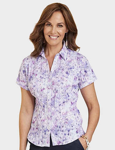 Crinkle Burnout Print Blouse